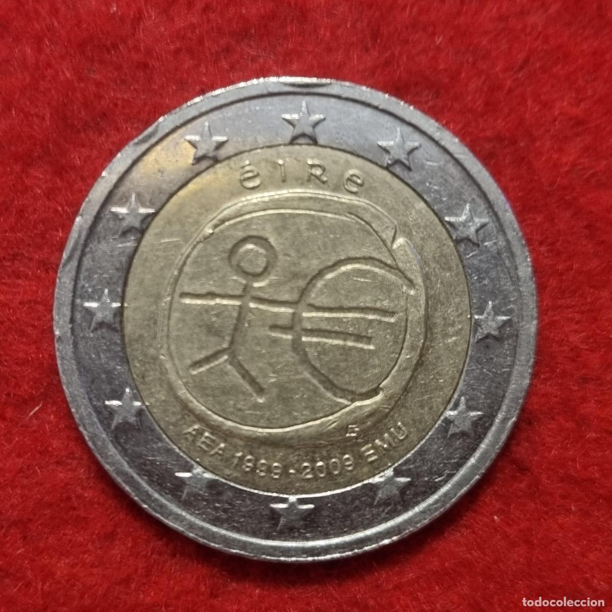 Monedas Juan Carlos I: MONEDA 2 EUROS 2009 EMU ESTRELLAS GRANDES VARIANTE ERROR MBC+ POCO CIRCULADA ORIGINAL C11