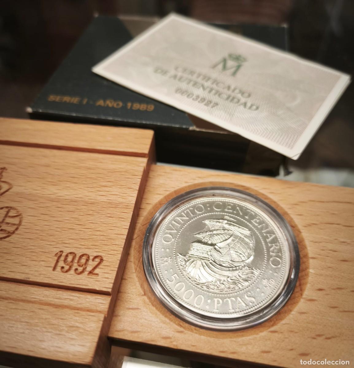 Monedas Juan Carlos I: Espa&ntilde;a estuche 5000 Pesetas Carabela espa&ntilde;ola 1989 Km 839 Plata Proof
