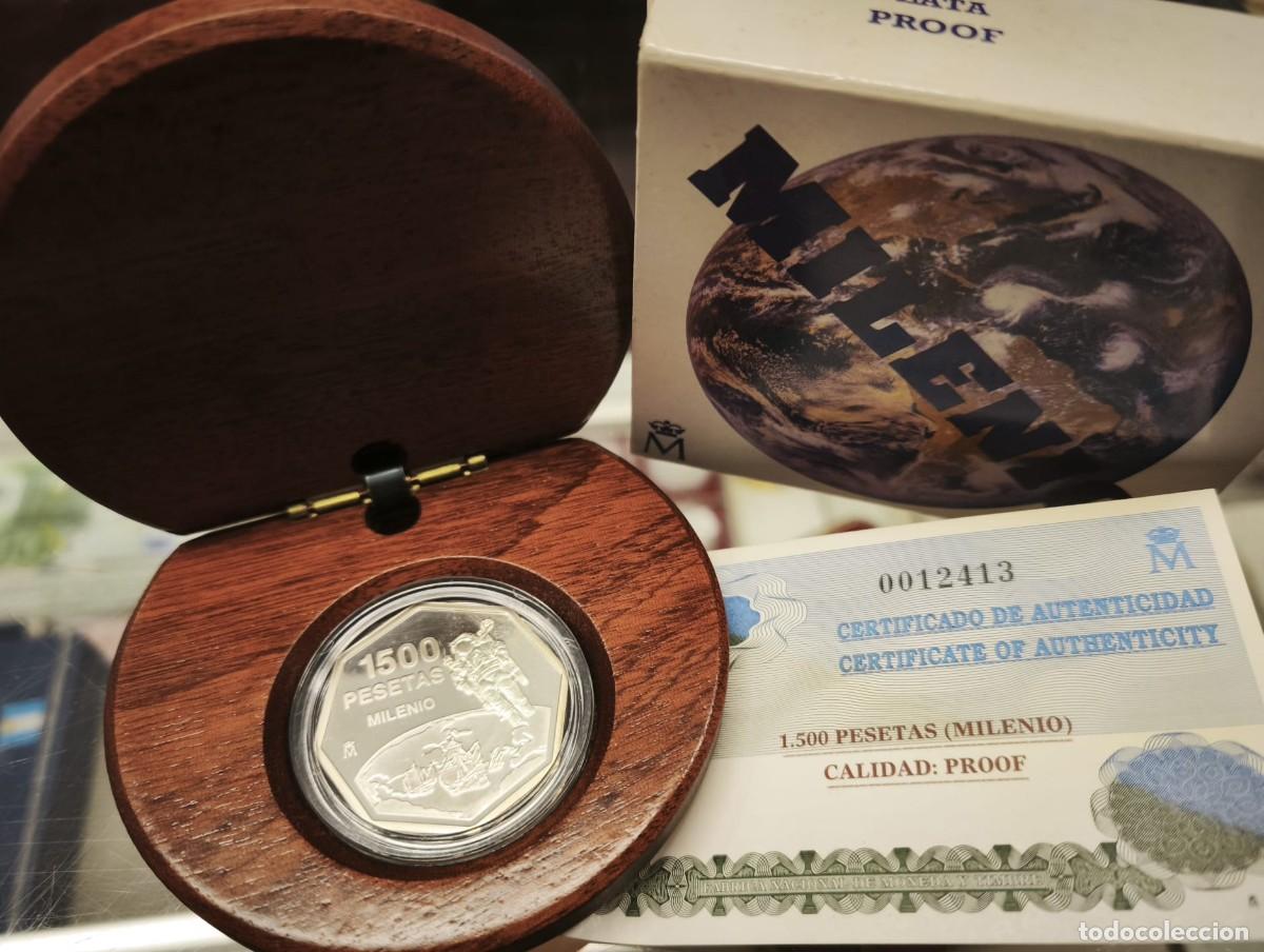 Monedas Juan Carlos I: Espa&ntilde;a estuche 1500 Pesetas Exploraci&oacute;n 1999 Km 1010 Plata Proof