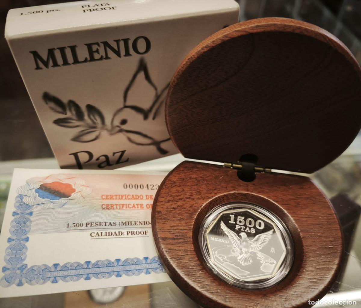 Monedas Juan Carlos I: Espa&ntilde;a estuche 1500 Pesetas Paz 2000 Km 1039 Plata Proof