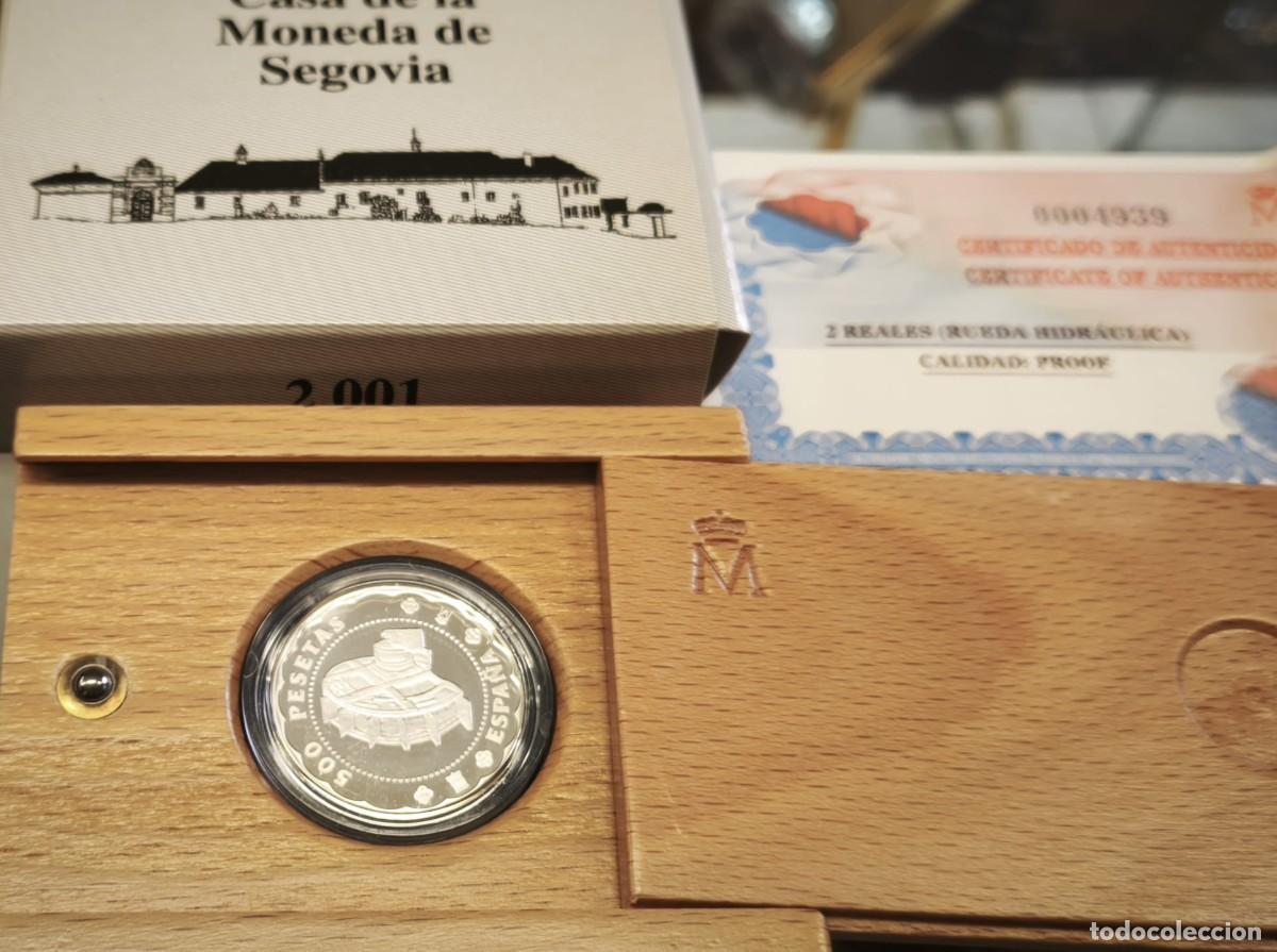 Monedas Juan Carlos I: Espa&ntilde;a estuche 500 Pesetas Molino hidr&aacute;ulico 2001 Km 1131 Plata Proof