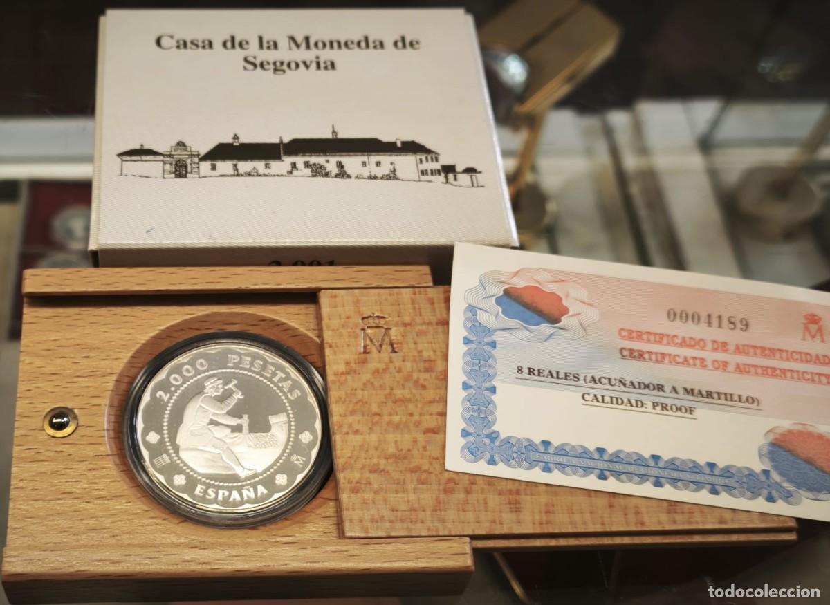 Monedas Juan Carlos I: Espa&ntilde;a estuche 2000 Pesetas Acu&ntilde;aci&oacute;n a martillo 2001 Km 1038 Plata Proof