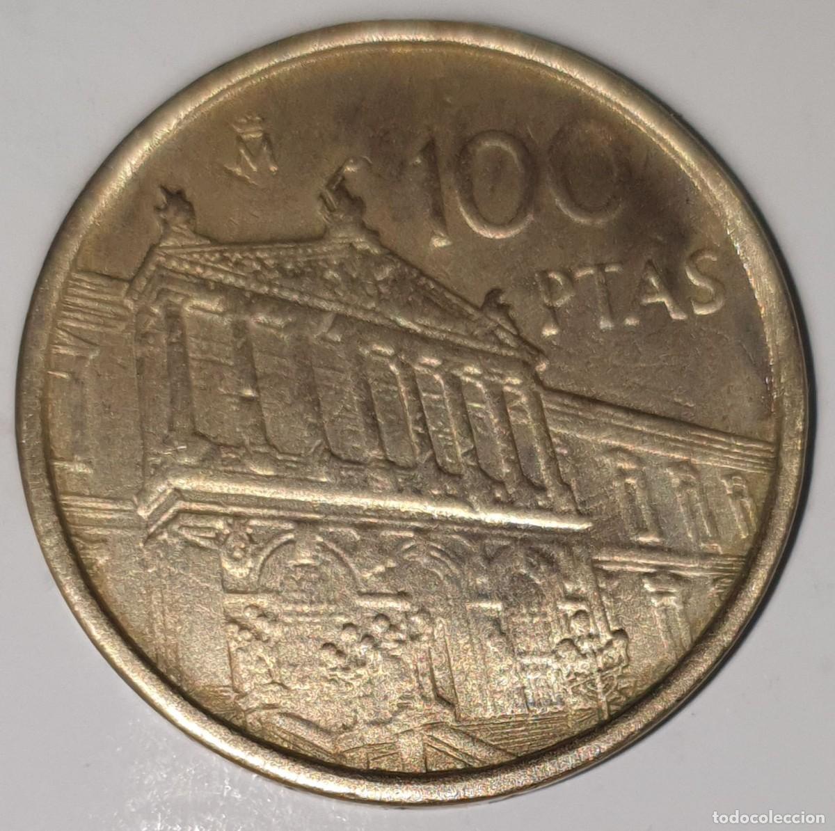 Monedas Juan Carlos I: Espa&ntilde;a 100 Pesetas 1996 Variante Flor de Lis hacia Motivo 100 PTAS Juan Carlos I