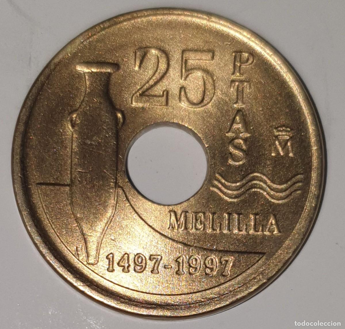 Monedas Juan Carlos I: Espa&ntilde;a 25 Pesetas 1997 Melilla &ndash; V Centenario de la Ciudad (1497-1997) &ndash; Juan Carlos I