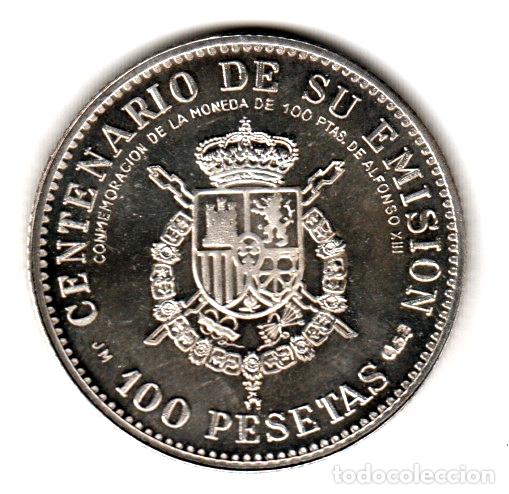 Monedas Juan Carlos I: ESPA&Ntilde;A 100 pesetas 1977 CENTENARIO DE SU EMISI&Oacute;N - medalla 20 g plata Ley 915 mm