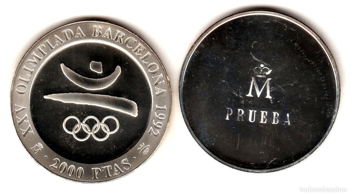Monedas Juan Carlos I: ESPA&Ntilde;A 2000 pesetas plata PRUEBA - XXV OLIMPIADA BARCELONA 1992 - LOGO