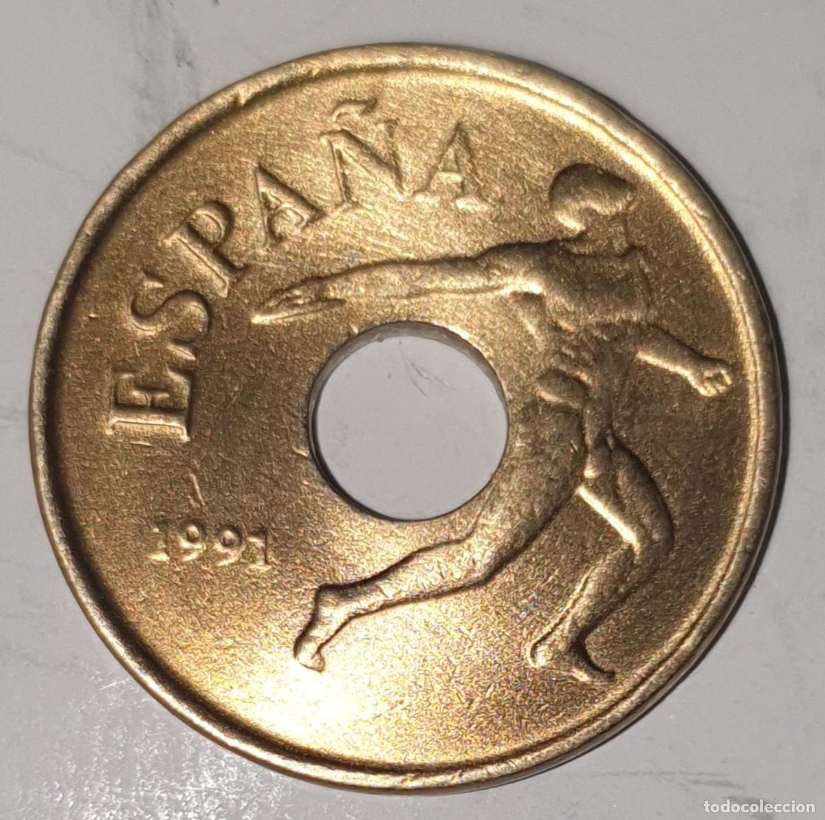 Monedas Juan Carlos I: Moneda Espa&ntilde;a 25 Pesetas 1991 Barcelona 92 Lanzamiento de Disco &ndash; Juan Carlos I