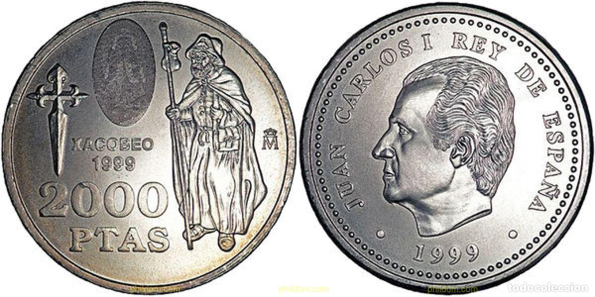 Monnaies Juan Carlos I: 1379 ESPA&Ntilde;A 1999 2000 PESETAS 1999 XACOBEO