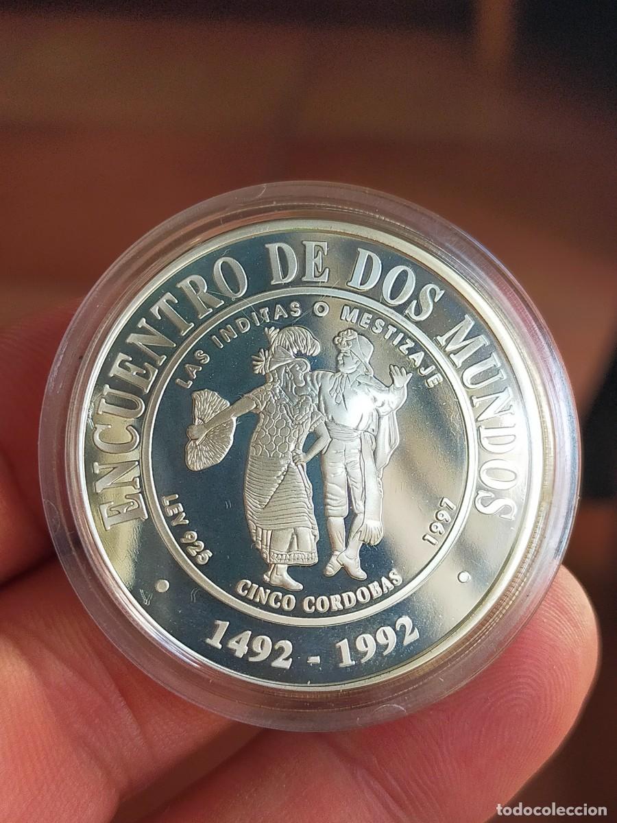 Coins Juan Carlos I: MONEDA 5 CINCO CORDOBAS NICARAGUA LAS INDITAS O MESTIZAJE 1997 PLATA ENCUENTRO DOS MUNDOS