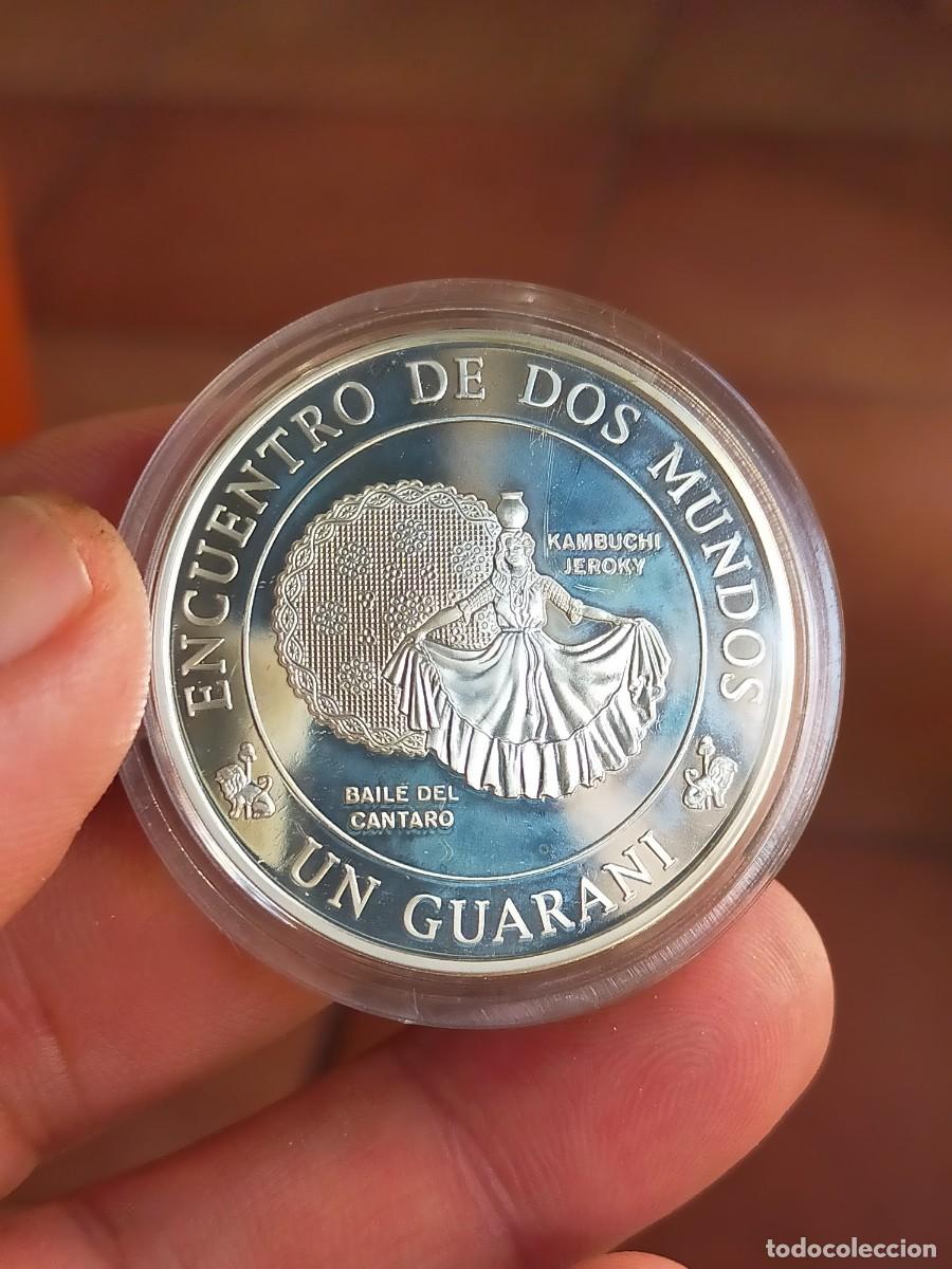 Monedas Juan Carlos I: MONEDA 1 UN GUARANI PARAGUAY KAMBUCHI JEROKY 1997 PLATA ENCUENTRO DOS MUNDOS