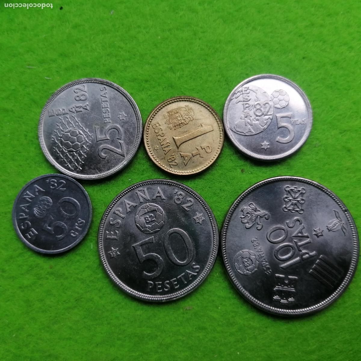 Monedas Juan Carlos I: Espa&ntilde;a serie mundial futbol, 50 c&eacute;ntimos, 1, 5, 25, 50 y 100 pesetas 1980-80, Juan Carlos I, 47200
