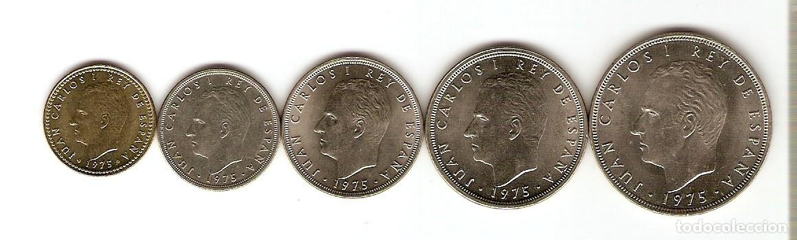 Monedas Juan Carlos I: LOTE 5 MONEDAS JUAN CARLOS I EMISION 1975