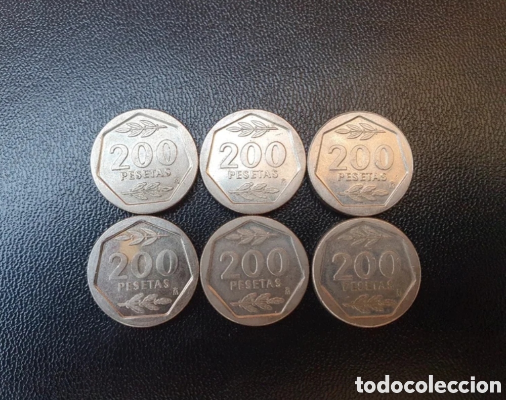 Monedas Juan Carlos I: 6 MONEDAS de 200 PESETAS (1986/1987/1988)