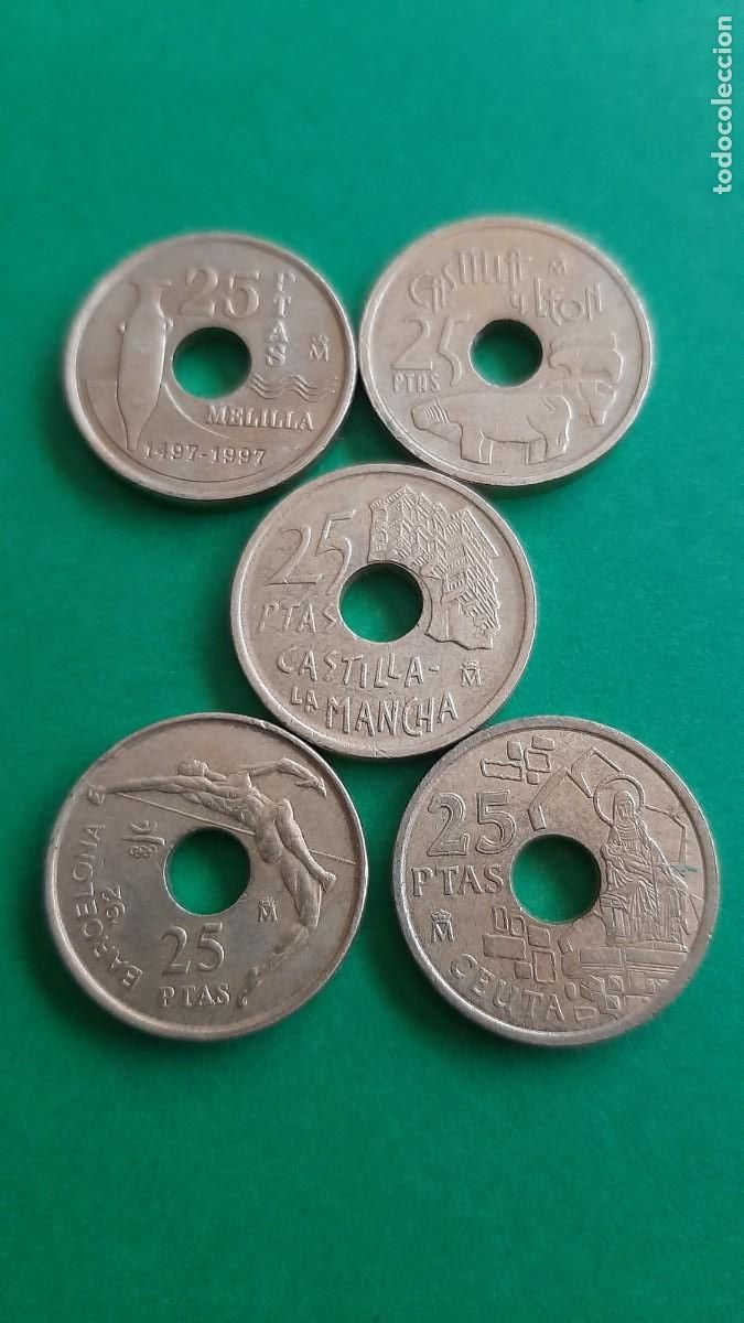 Monedas Juan Carlos I: (ESPA&Ntilde;A) LOTE DE MONEDAS DE 25 PESETAS DIFERENTES