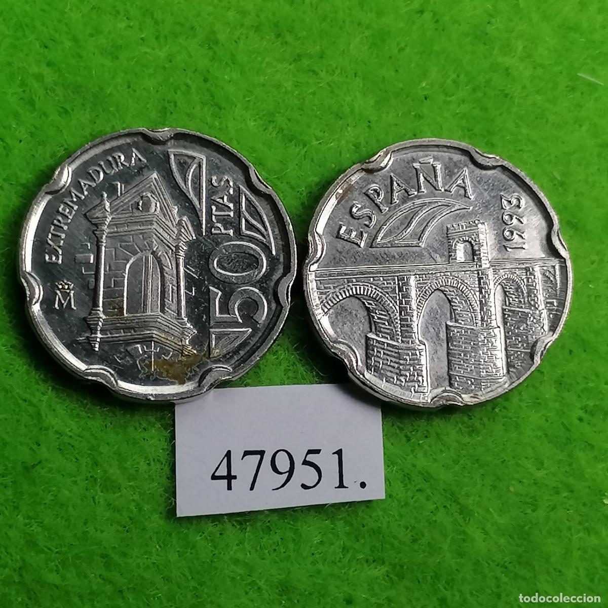 Monedas Juan Carlos I: Espa&ntilde;a 50 pesetas 1993, Extremadura, una moneda, Juan Carlos l, 1&ordm;, 47951 3