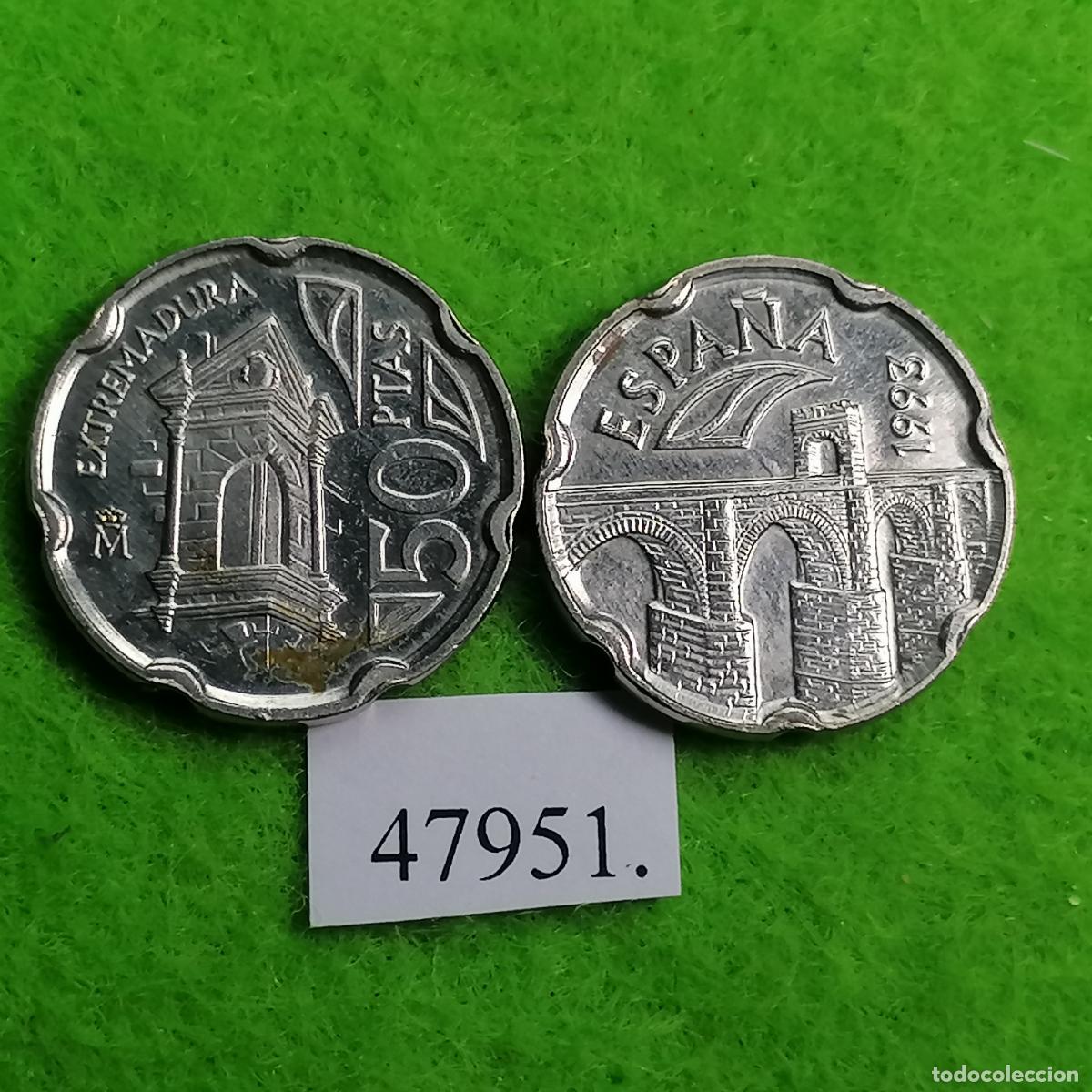 Monedas Juan Carlos I: Espa&ntilde;a 50 pesetas 1993, Extremadura, una moneda, Juan Carlos l, 1&ordm;, 47951 2
