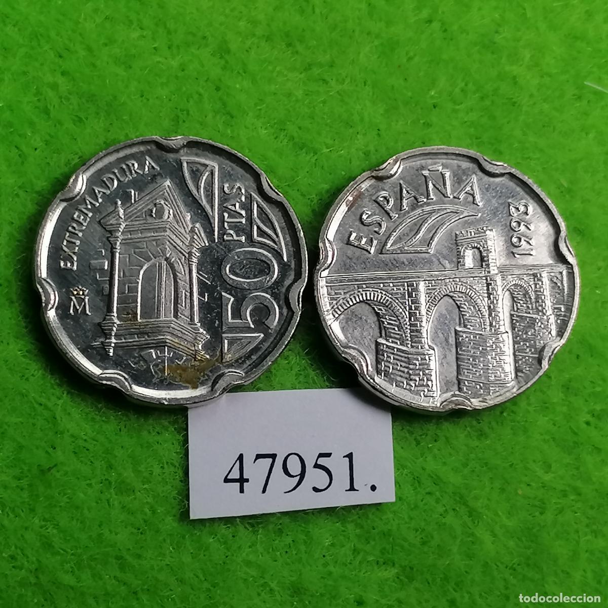 Monedas Juan Carlos I: Espa&ntilde;a 50 pesetas 1993, Extremadura, una moneda, Juan Carlos l, 1&ordm;, 47951