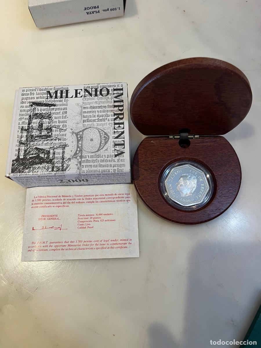 Monedas Juan Carlos I: 1500 pesetas de plata. 2000. Milenio Imprenta.