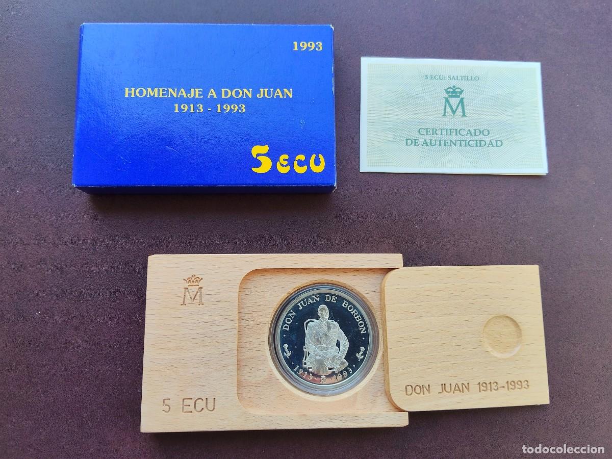 Monedas Juan Carlos I: MONEDA DE 5 ECU DEL A&Ntilde;O 1993,(DON JUAN DE BORBON),DE PLATA