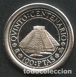 Monedas Juan Carlos I: MONEDA DE PLATA, MONEDAS QUINTO CENTENARIO, VALOR: 100 PESETAS, 1989, FDC MATE