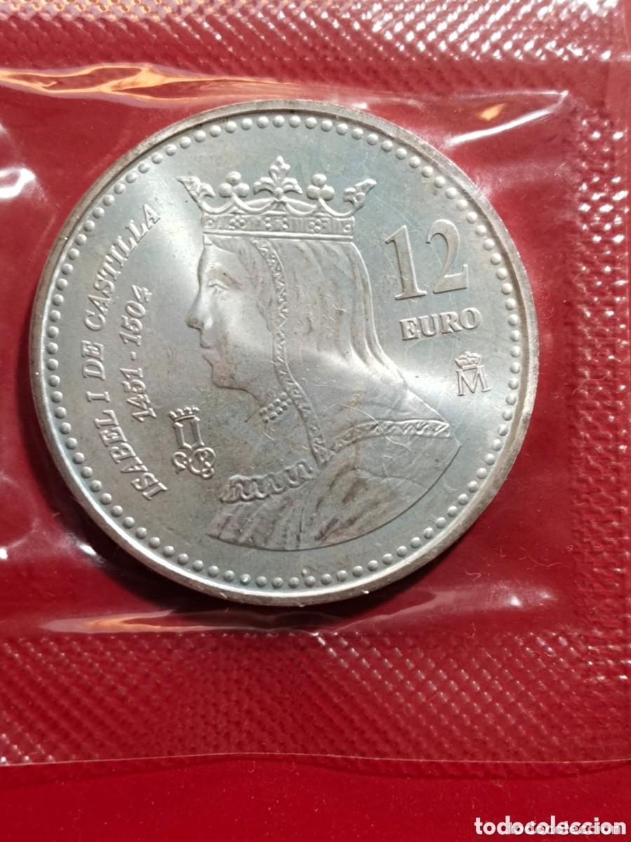 Monete Juan Carlos I: MONEDA DE 12 EUROS DEL A&Ntilde;O 2004 PLATA PRECINTADA, ISABEL I DE CASTILLA