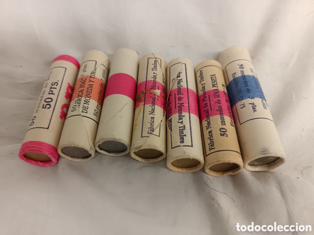 Monedas Juan Carlos I: LOTE DE CARTUCHOS FNMT, MONEDAS DE 1 Y 5 PESETAS .