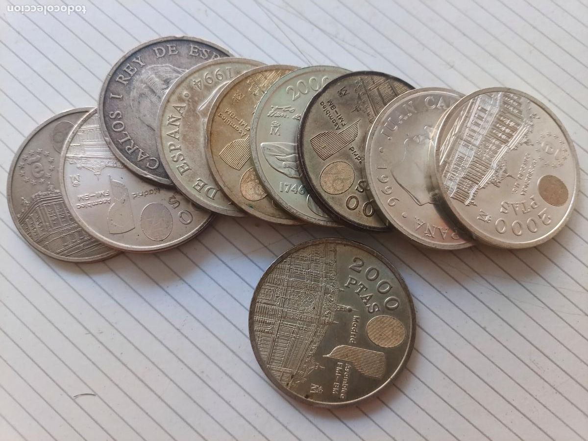 Monete Juan Carlos I: Lote de 10 monedas de 2000 pesetas de plata