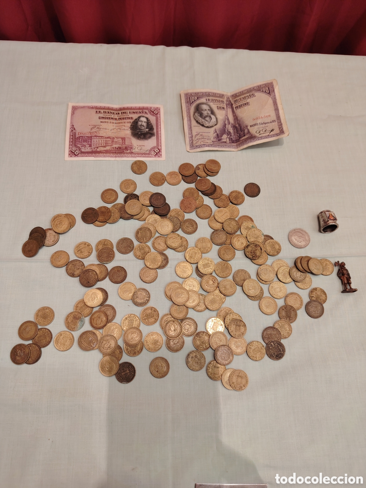 Monedas Juan Carlos I: Lote de monedas y billetes antiguos