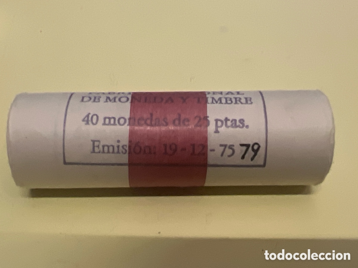 Moedas Juan Carlos I: T1/03. CARTUCHO DE 40 MONEDAS DE 25 PESETAS A&Ntilde;O 1975