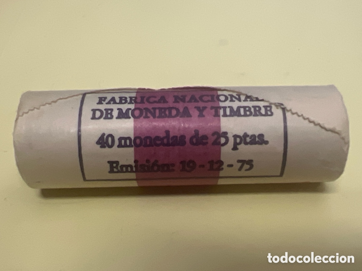 M&uuml;nzen unter Juan Carlos I: T1/05. CARTUCHO DE 40 MONEDAS DE 25 PESETAS A&Ntilde;O 1975