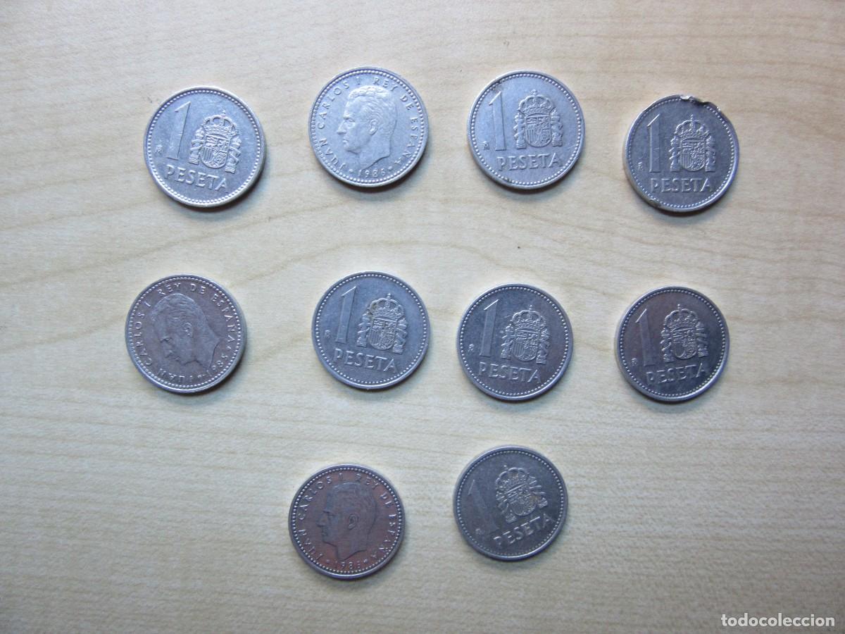 Monnaies Juan Carlos I: 10 monedas de 1 peseta Fechada en 1984-85-86-87