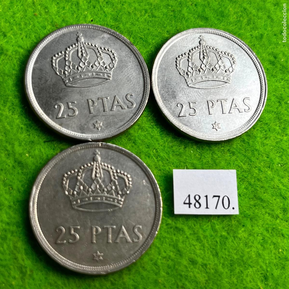 Coins Juan Carlos I: Espa&ntilde;a lote 3 monedas 25 pesetas 1975-76-78-79, Juan Carlos I, 48170