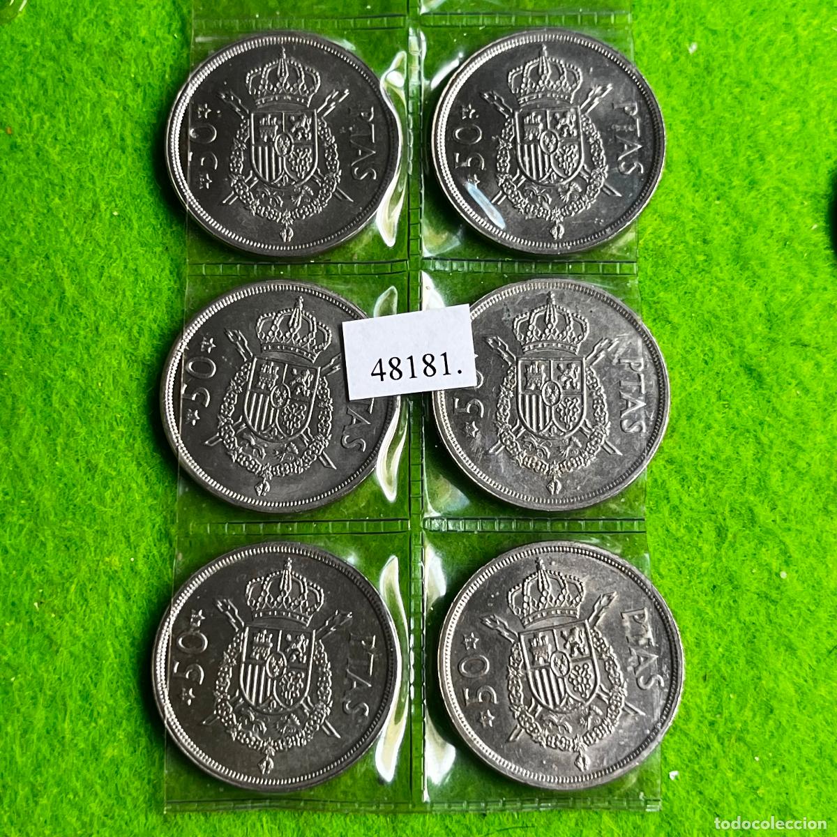 Coins Juan Carlos I: Espa&ntilde;a lote 6 monedas 50 pesetas 1975-78, Juan Carlos I, 48181