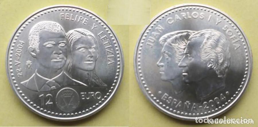 M&uuml;nzen unter Juan Carlos I: ESPA&Ntilde;A - 12 EUROS - 2004 - FELIPE Y LETICIA - PLATA - NO CIRCULADA