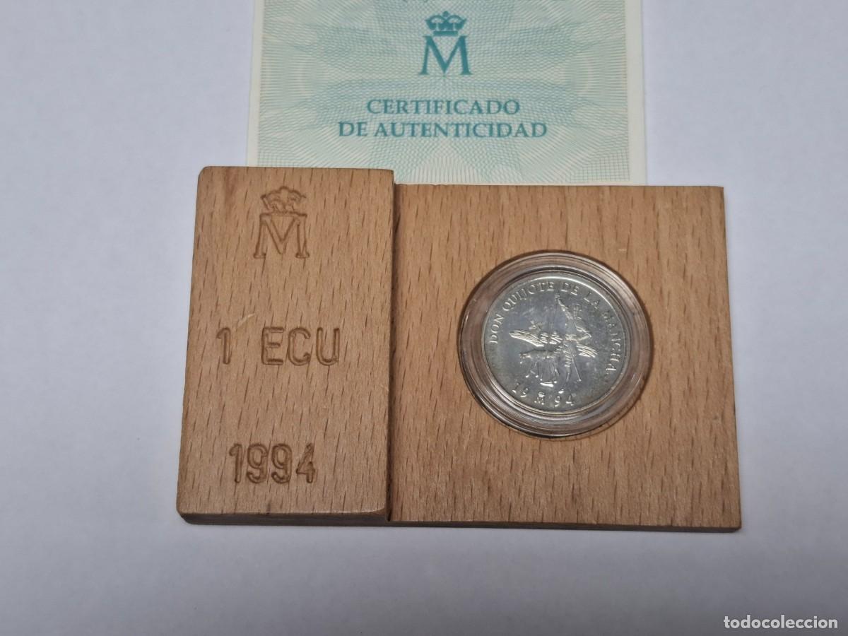 Monedas Juan Carlos I: Moneda en estuche de madera de 1 ECU de 1994 SON QUIJOTE BANCO DE ESPA&Ntilde;A