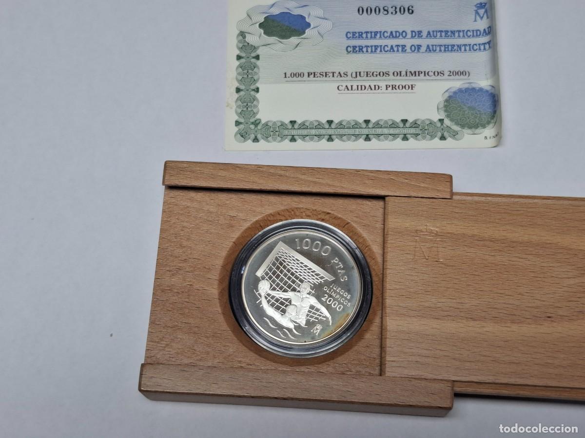 Monedas Juan Carlos I: Moneda en estuche de madera de 1000 PESETAS de PLATA de 1999 JUEGOS O. BANCO DE ESPA&Ntilde;A