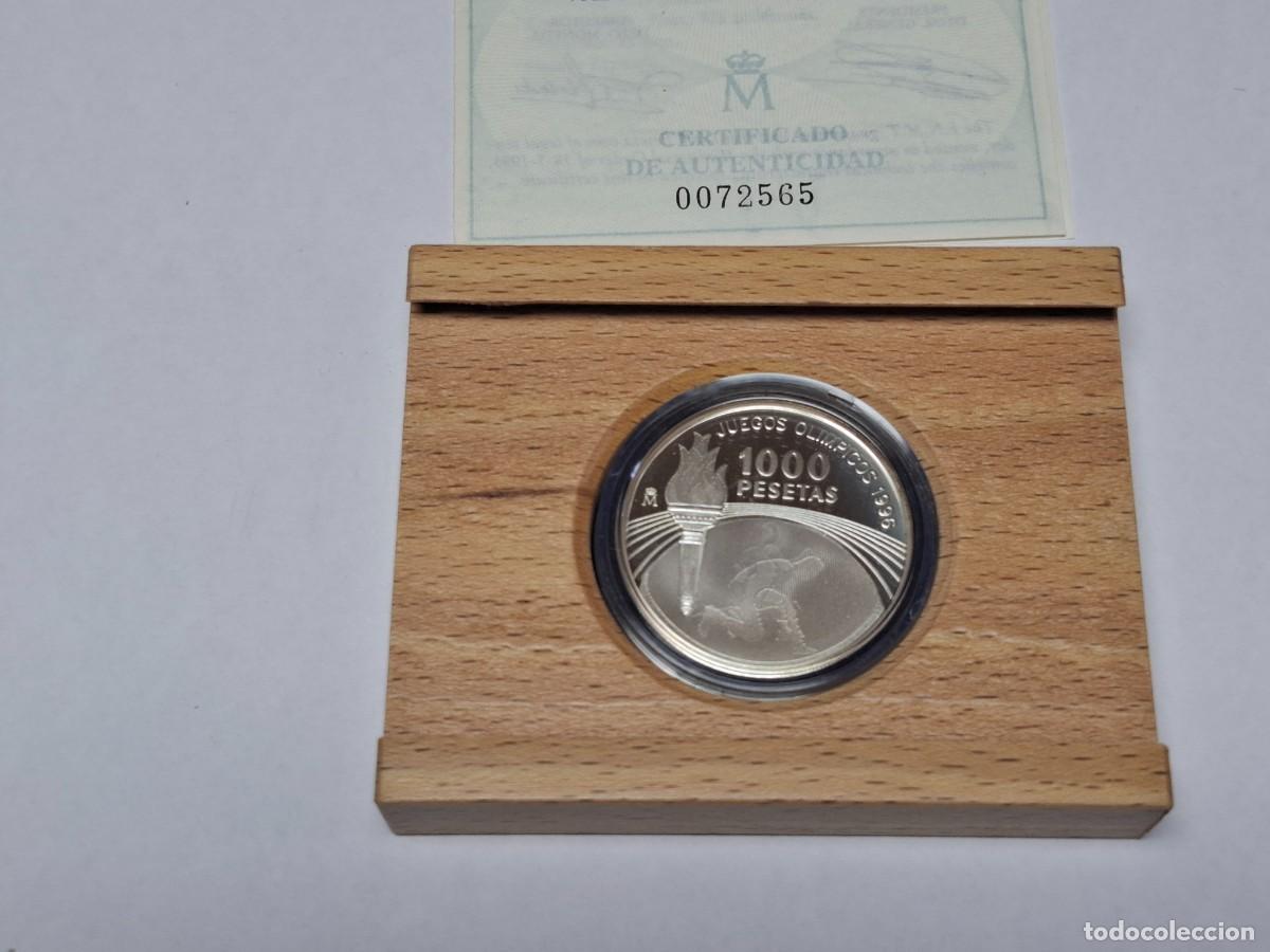 Monedas Juan Carlos I: Moneda en estuche de madera de 1000 PESETAS de PLATA de 1999 JUEGOS O. BANCO DE ESPA&Ntilde;A