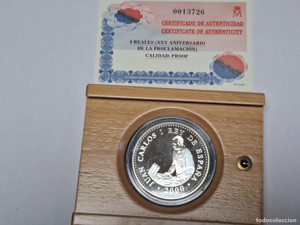 Monedas Juan Carlos I: Moneda en estuche de madera de 2000 PESETAS de PLATA de 1997 PROCLAMACION BANCO DE ESPA&Ntilde;A