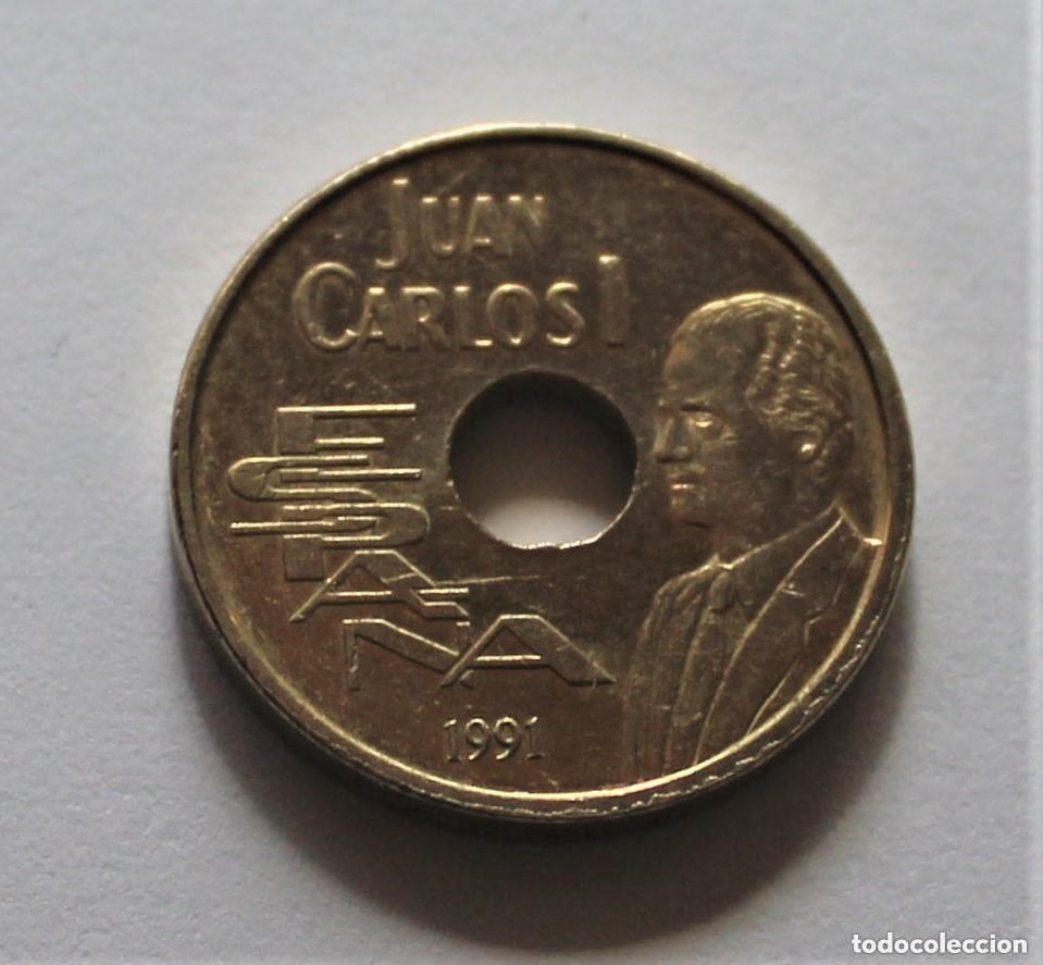Moedas Juan Carlos I: MONEDA DE 25 PESETAS JUAN CARLOS I 1991 &rdquo; P&Eacute;RTIGA&rdquo; MUY BUEN ESTADO