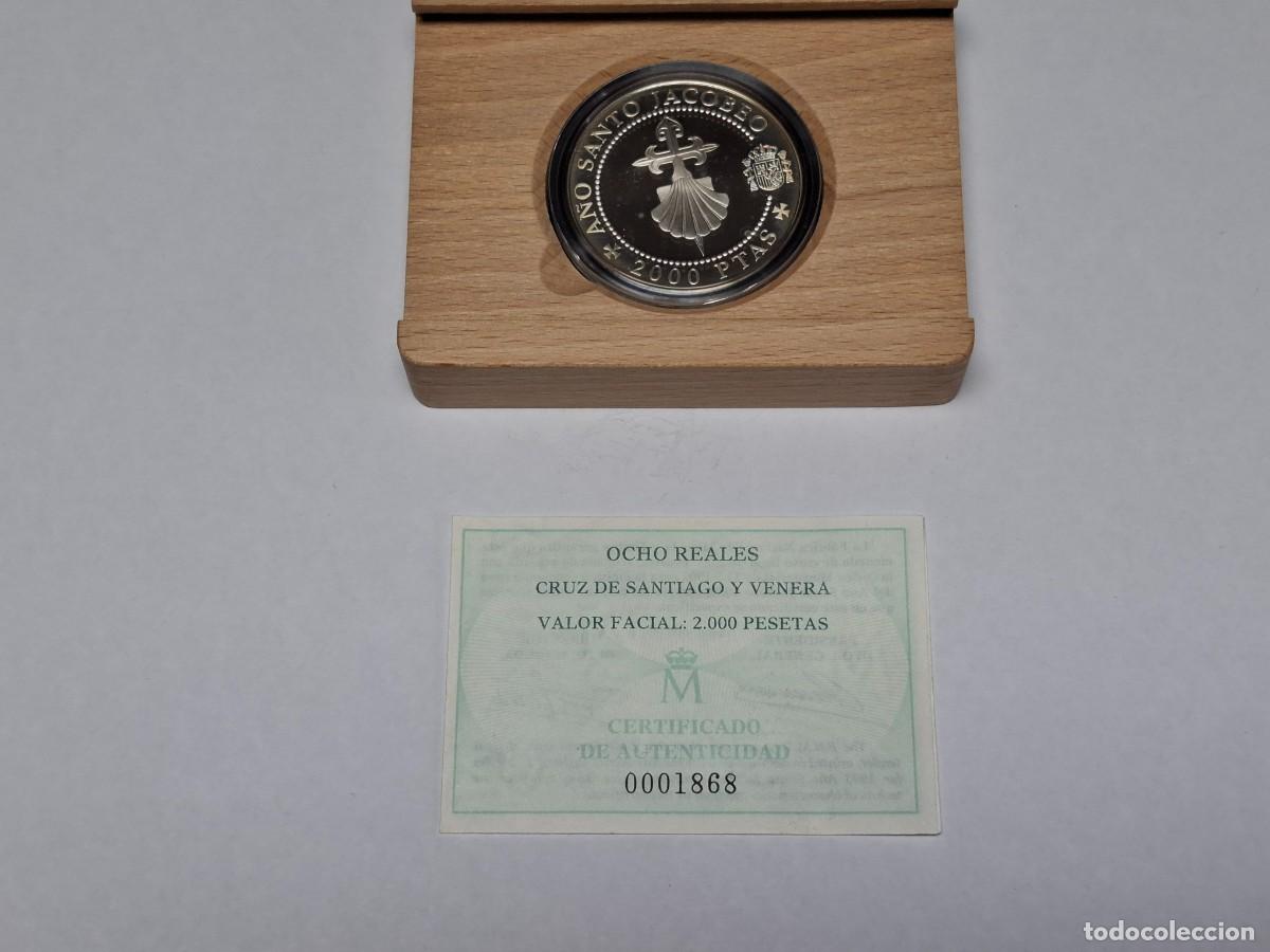 Monedas Juan Carlos I: Estuche moneda de 2000 PESETAS de PLATA del 1993 BANCO DE ESPA&Ntilde;A, A&Ntilde;O SANTO JACOBEO CRUZ DE SANTIAGO