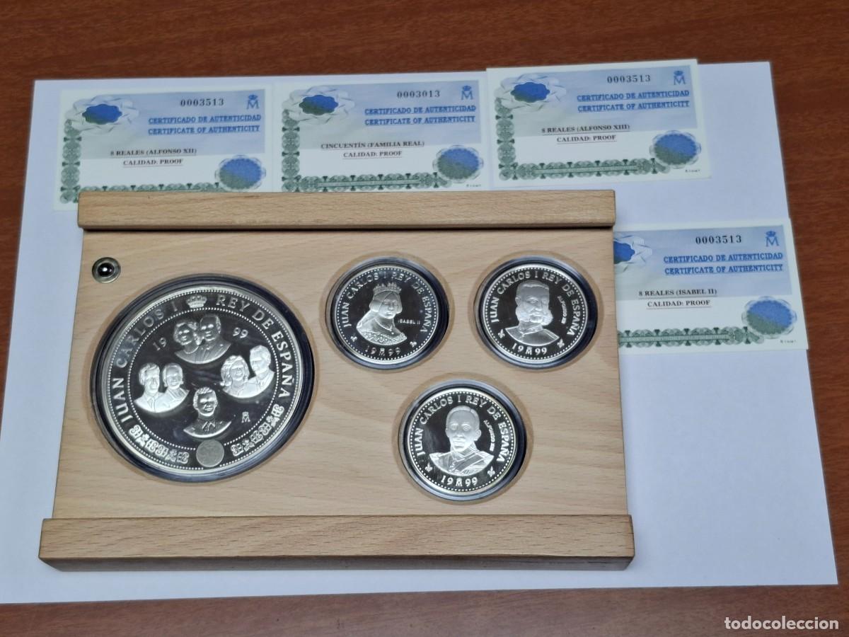 Monedas Juan Carlos I: Casa de Borb&oacute;n. BANCO DE ESPA&Ntilde;A Serie Plata. 1999. 1 Estuche con 4 monedas de plata. Calidad Proof.
