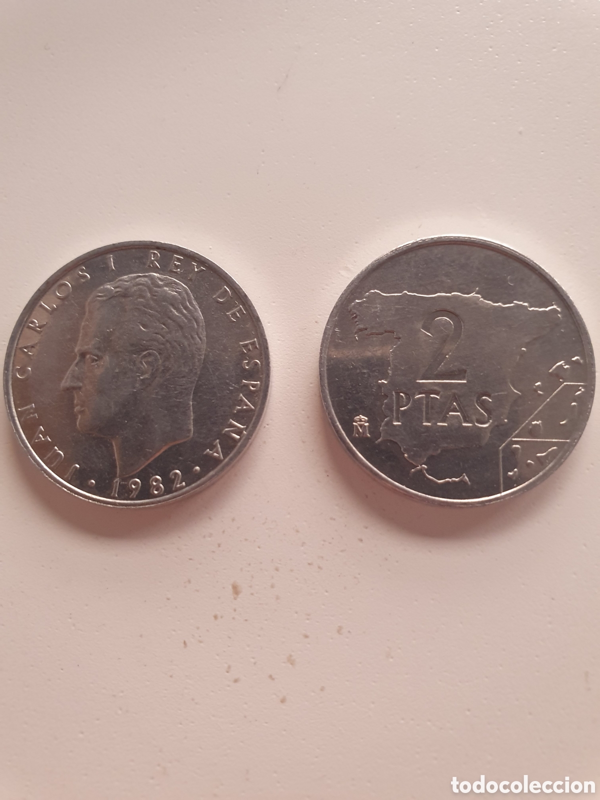 M&uuml;nzen unter Juan Carlos I: 2 monedas de 2 pesetas 1982 mapa Espa&ntilde;a