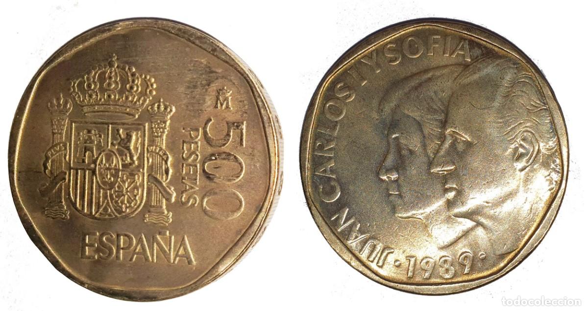 Moedas Juan Carlos I: Espa&ntilde;a 500 Pesetas 1989 Juan Carlos I y Sof&iacute;a KM#831 EBC