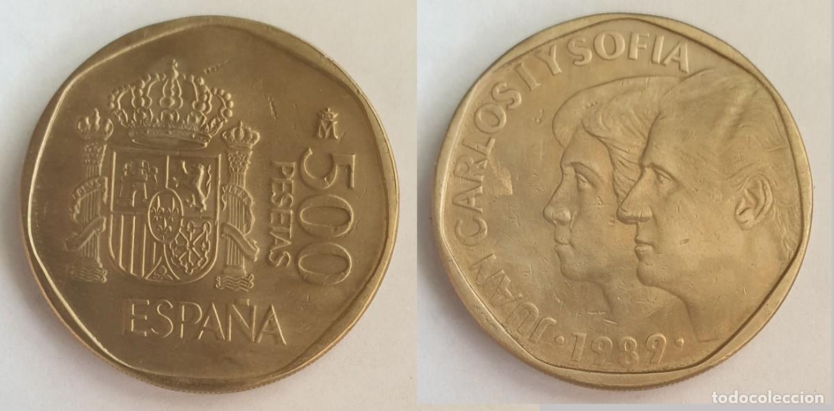 Monedas Juan Carlos I: Espa&ntilde;a 500 Pesetas 1989 Juan Carlos I y Sof&iacute;a KM#831 EBC