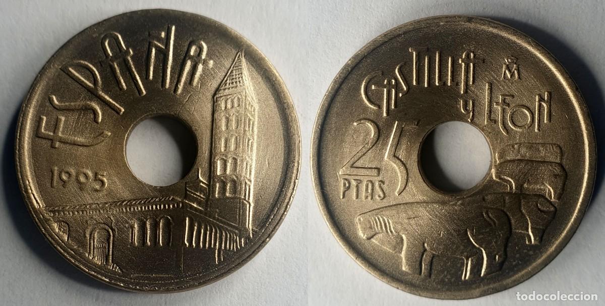 Monedas Juan Carlos I: Espa&ntilde;a 25 Pesetas 1995 Castilla y Le&oacute;n - KM# 905 - Juan Carlos I - SC-/EBC+
