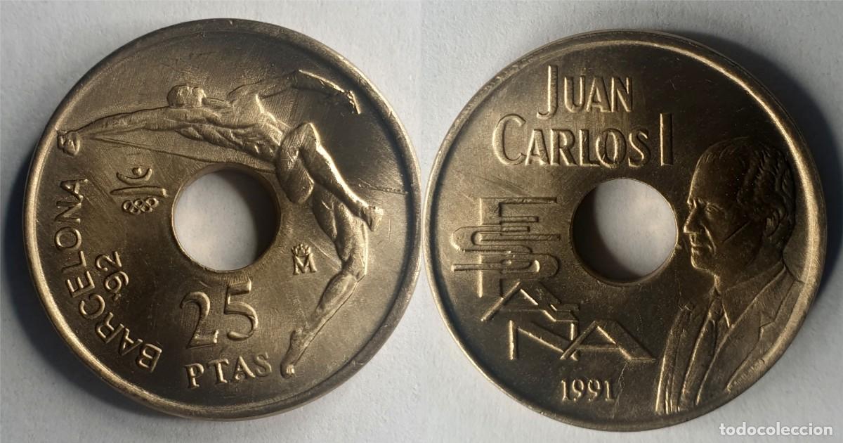 Monedas Juan Carlos I: Espa&ntilde;a 25 Pesetas 1991 Barcelona 92 Juegos Ol&iacute;mpicos Juan Carlos I SC/EBC
