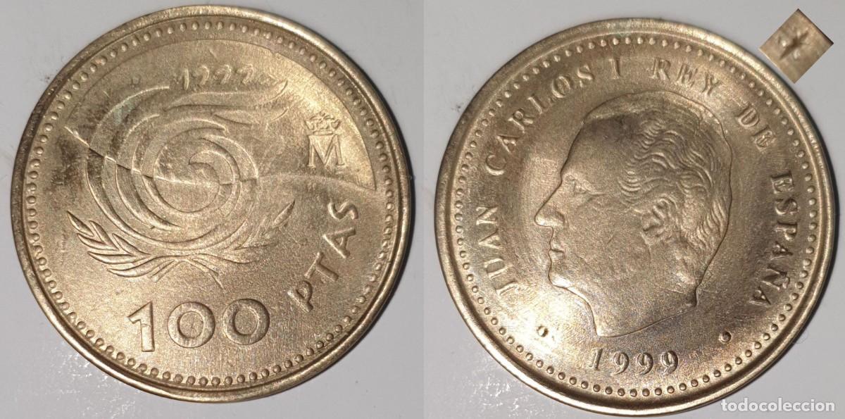 Monedas Juan Carlos I: Espa&ntilde;a 100 Pesetas 1999 - Juan Carlos I - LIS hacia la cara - Variante Escasa - EBC-