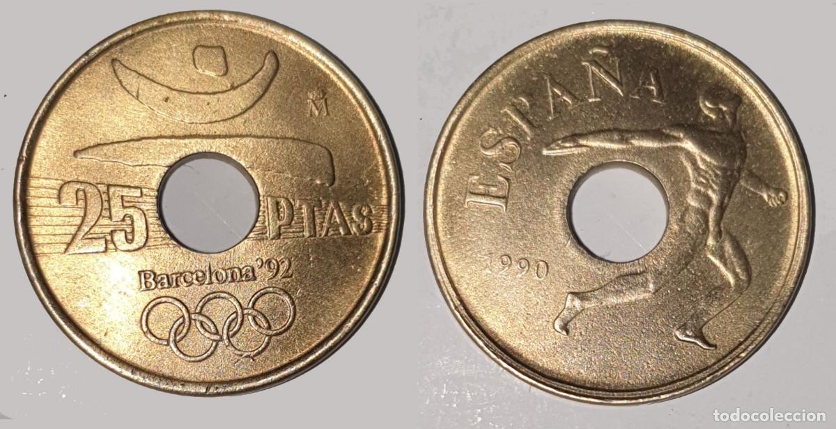 Monedas Juan Carlos I: Espa&ntilde;a 25 pesetas, 1990 - XXV Juegos Ol&iacute;mpicos de Verano, Barcelona 1992 /Emblema Ol&iacute;mpico/