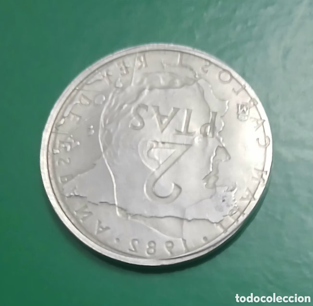 Moedas Juan Carlos I: MONEDA DE 2 PESETAS 1982 CON ACU&Ntilde;ACI&Oacute;N DOBLE EN AMBAS CARAS