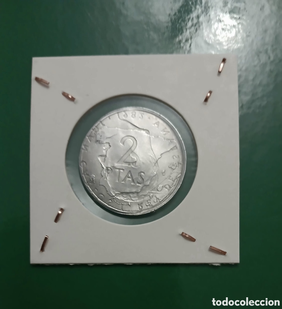 Monedas Juan Carlos I: MONEDA DE 2 PESETAS 1982 CON ACU&Ntilde;ACI&Oacute;N DOBLE EN AMBAS CARAS